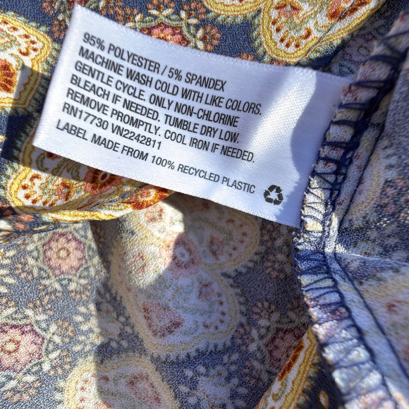 Xhilaration Dress Medium Abstract Faux Wrap Neck Babydoll Boho Cottagecore Farm - Picture 10 of 15